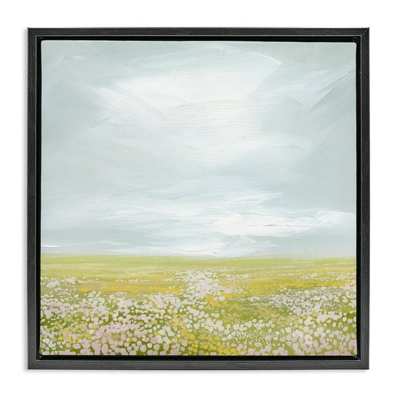 Stupell Industries Vast Spring Meadow Landscape & Nature Painting Black Floater Framed Canvas Art Print Wall Art, 18 x 18