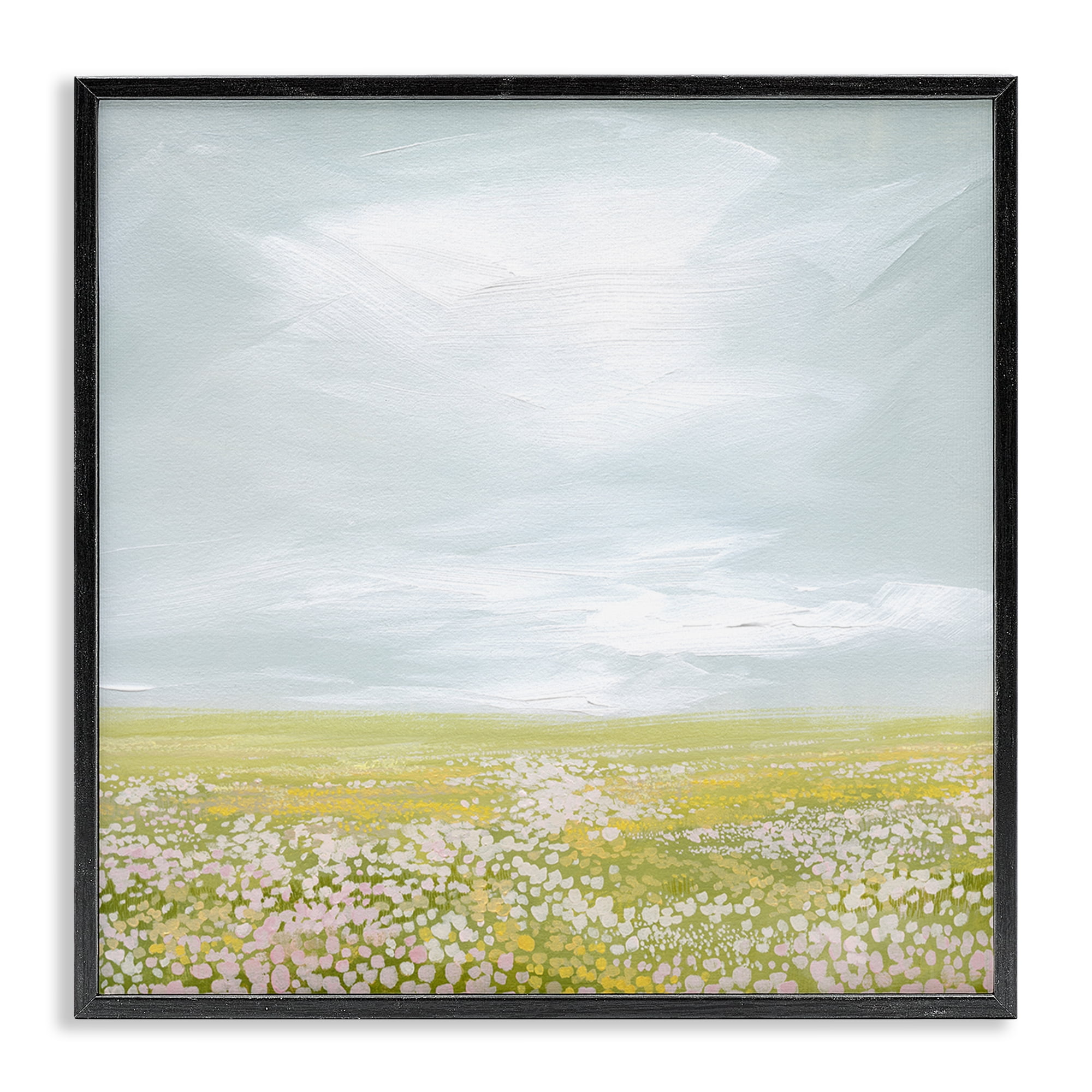 Stupell Industries Vast Spring Meadow Landscape & Nature Painting Black Framed Art Print Wall Art, 17 x 17