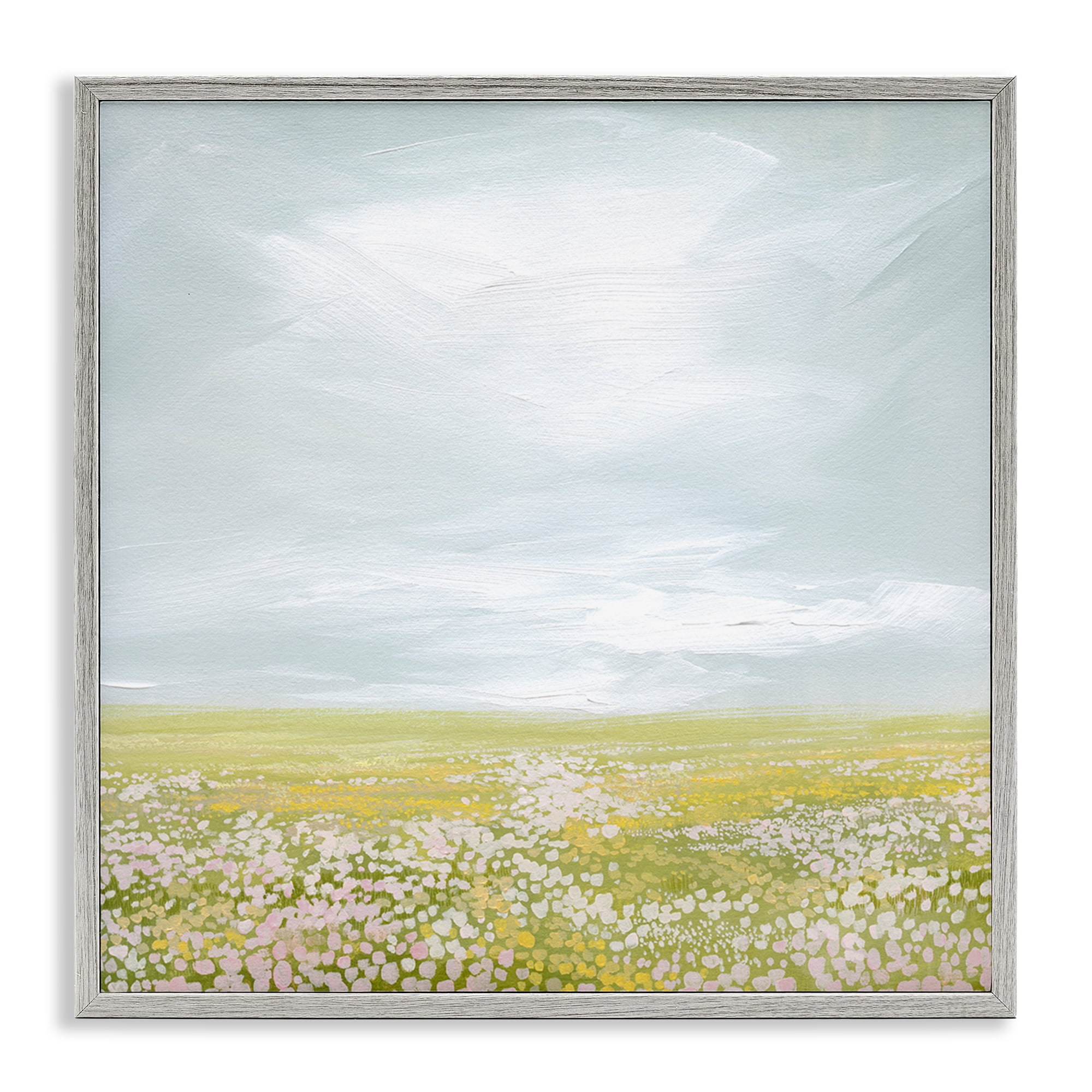 Stupell Industries Vast Spring Meadow Landscape & Nature Painting Gray Framed Art Print Wall Art, 12 x 12