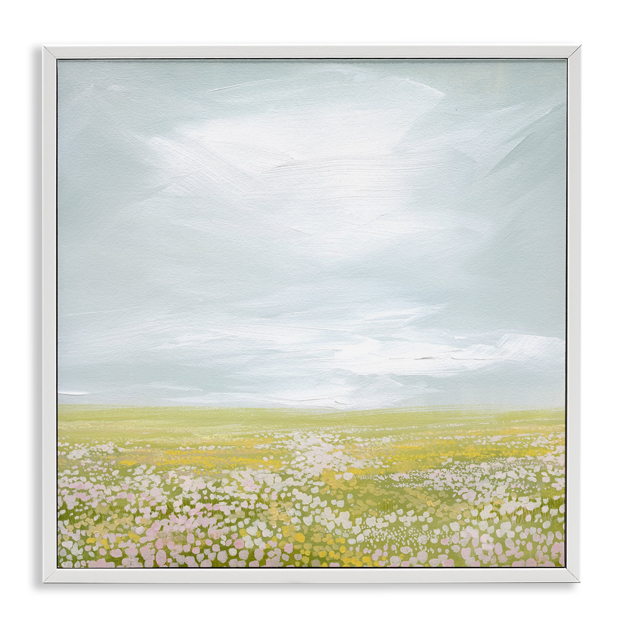 Stupell Industries Vast Spring Meadow Landscape & Nature Painting White Framed Art Print Wall Art, 12 x 12