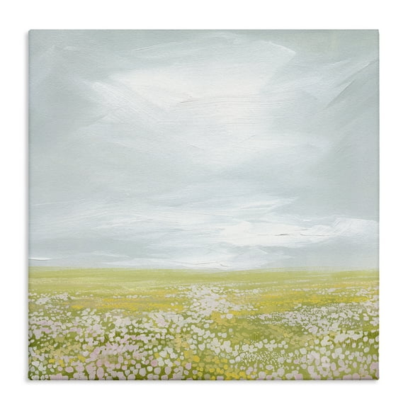 Stupell Industries Vast Spring Meadow Landscape & Nature Painting Wrapped Canvas Art Print Wall Art, 17 x 17