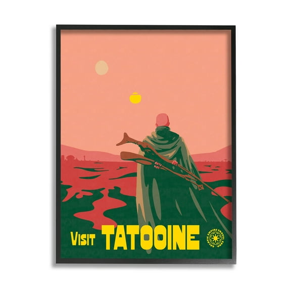 Stupell Industries Vast Tatooine Landscape Science Fiction Graphic Art Black Framed Art Print Wall Art, Design by Matheus Lopes Castro