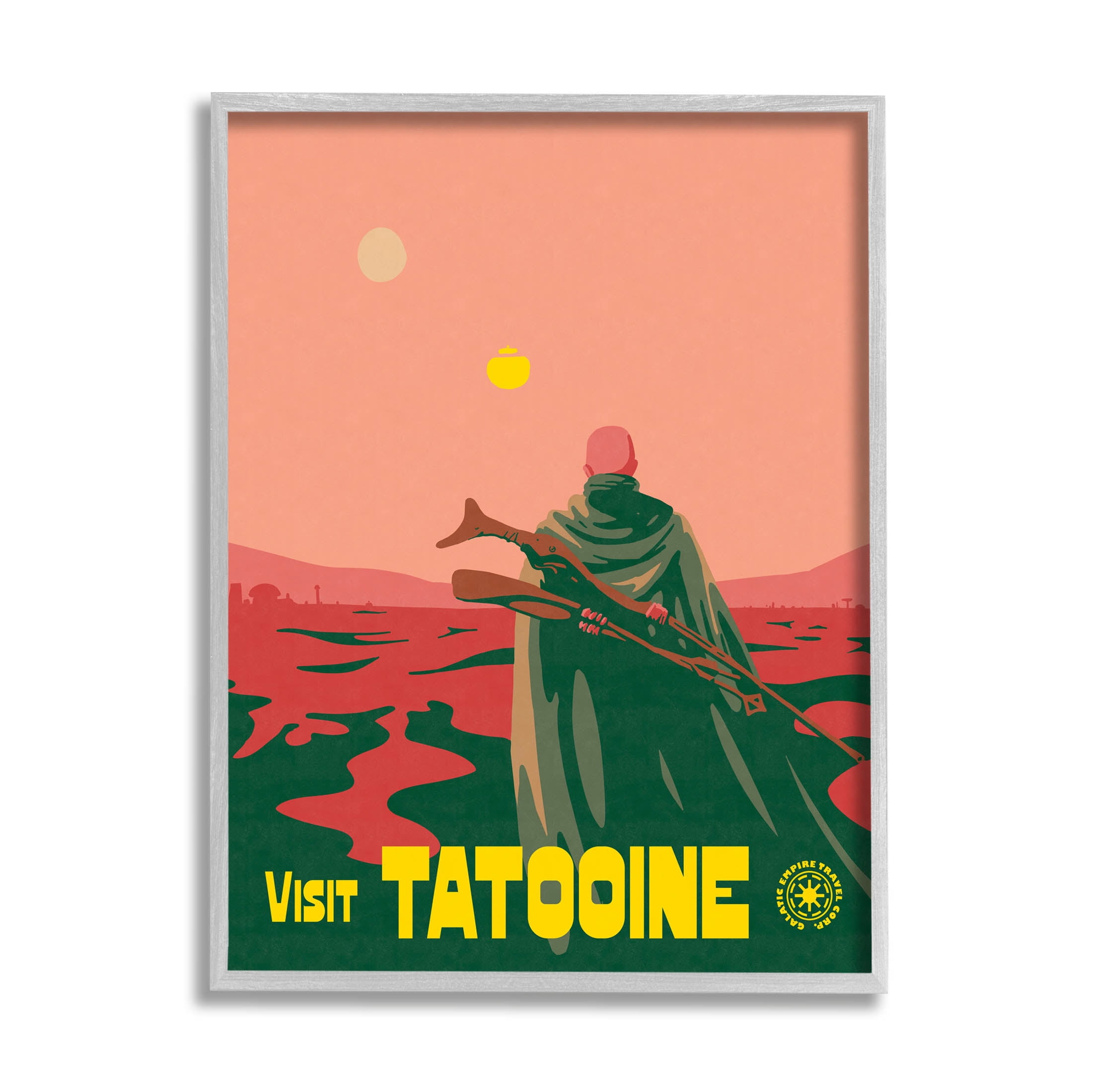 Stupell Industries Vast Tatooine Landscape Science Fiction Graphic Art Gray Framed Art Print Wall Art, Design by Matheus Lopes Castro