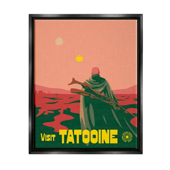 Stupell Industries Vast Tatooine Landscape Science Fiction Graphic Art Jet Black Floating Framed Canvas Print Wall Art, Design by Matheus Lopes Castro
