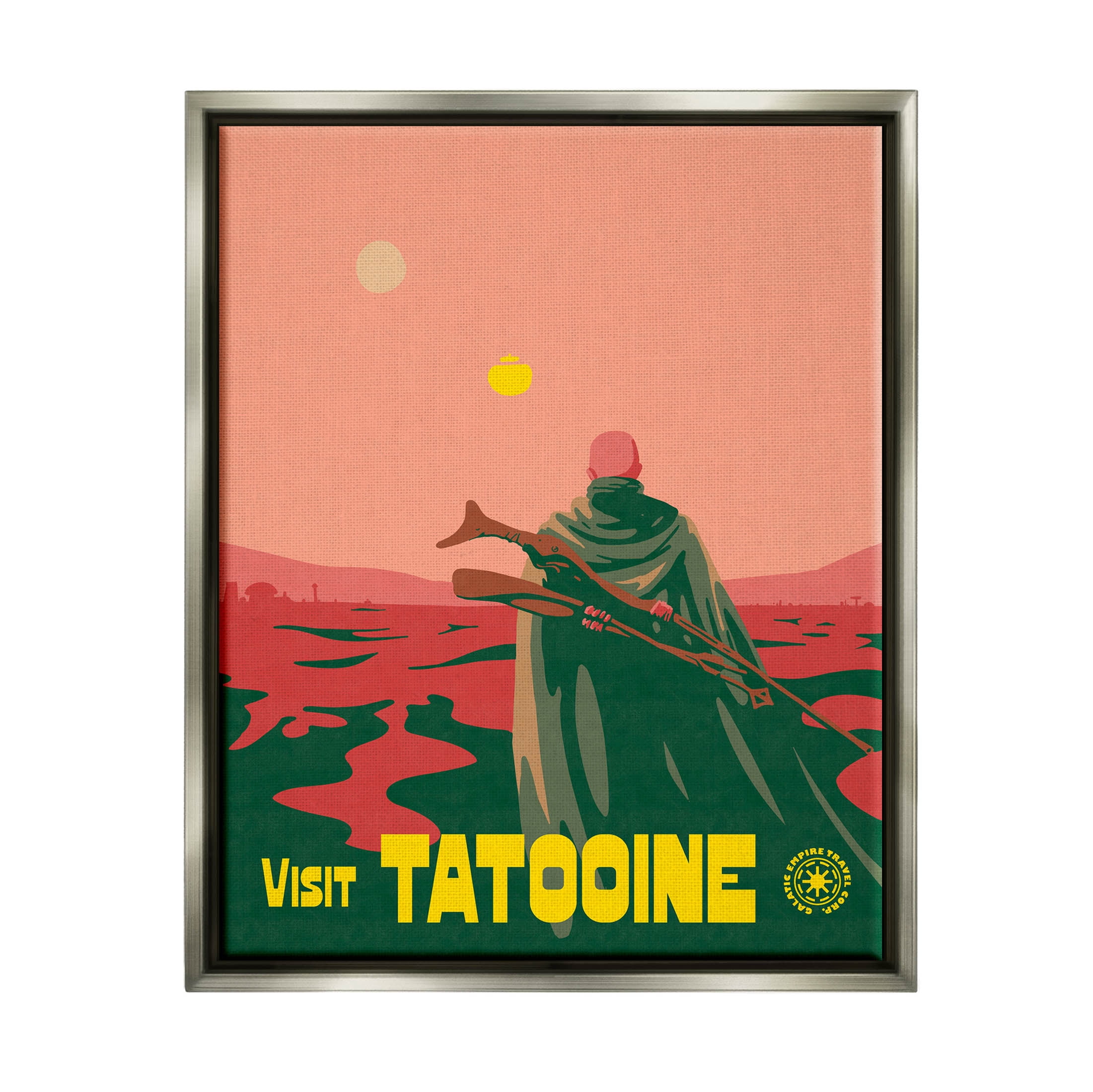 Stupell Industries Vast Tatooine Landscape Science Fiction Graphic Art Luster Gray Floating Framed Canvas Print Wall Art, Design by Matheus Lopes Castro