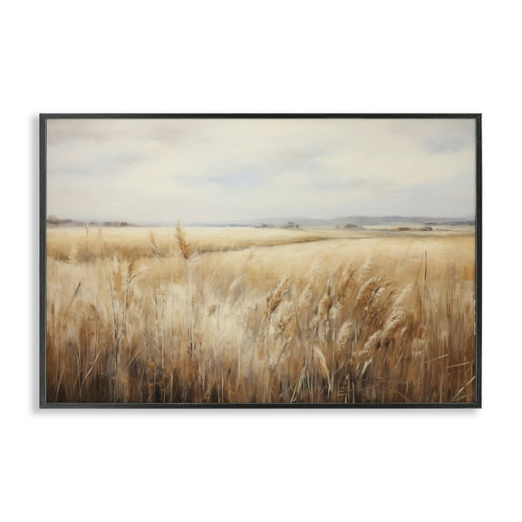 Stupell Industries Vast Wheat Field Landscape & Nature Painting Black Framed Art Print Wall Art, 18 x 12