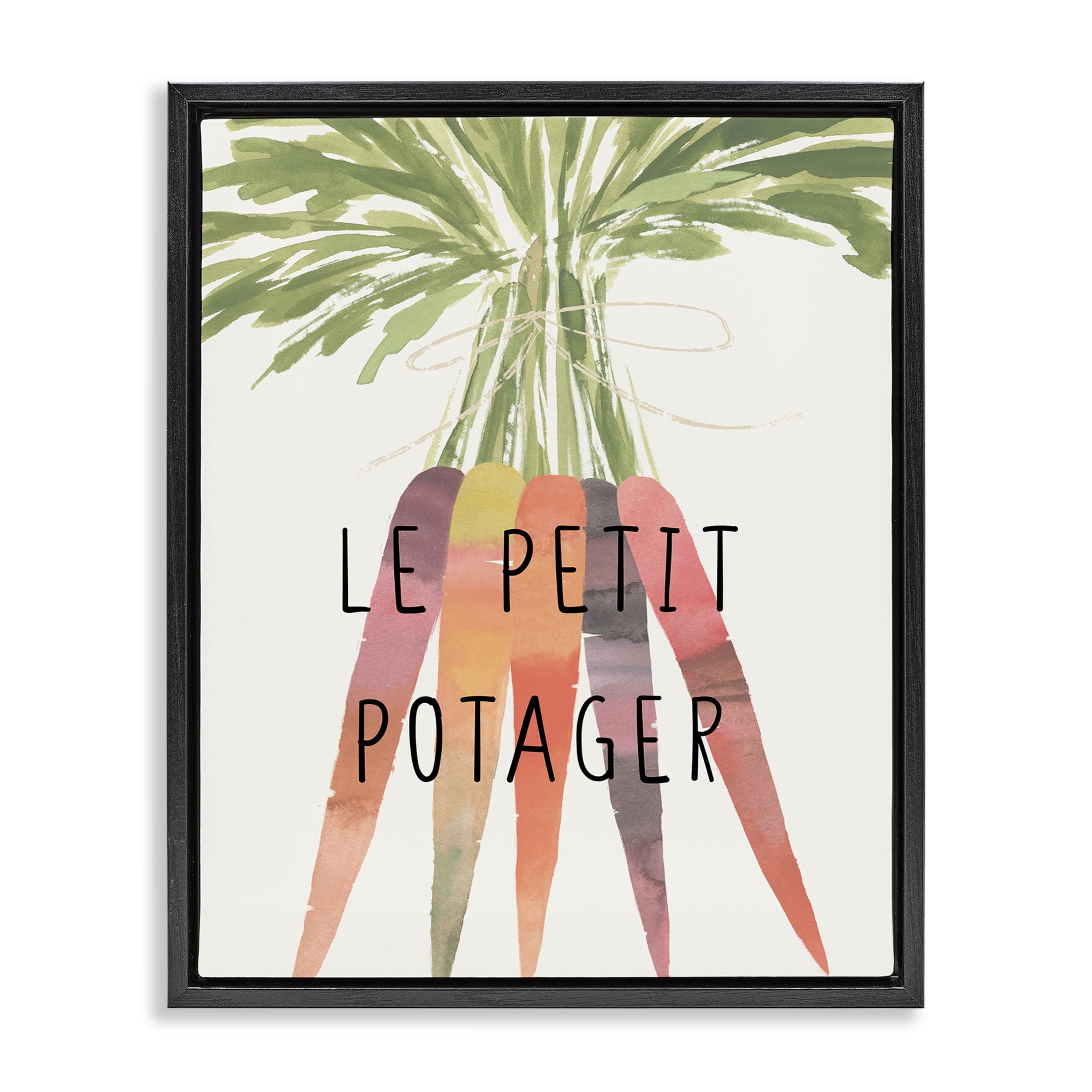 Stupell Industries Vegetable Garden Phrase Food & Beverage Painting Black Floater Framed Canvas Art Print Wall Art, 17 x 21