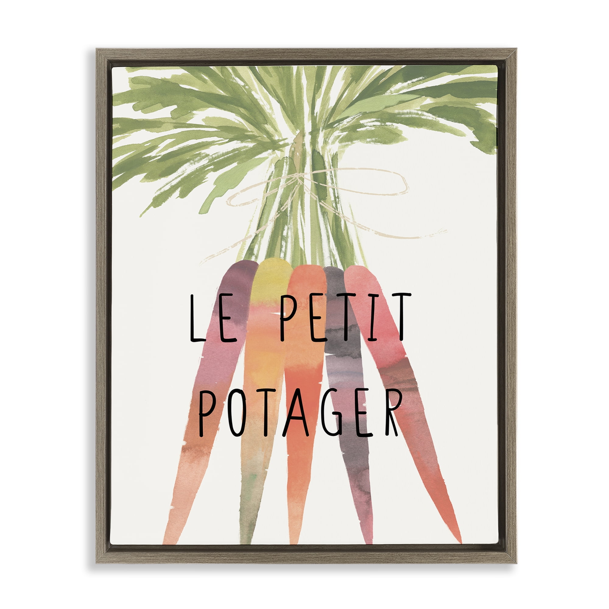 Stupell Industries Vegetable Garden Phrase Food & Beverage Painting Brown Floater Framed Canvas Art Print Wall Art, 25 x 31