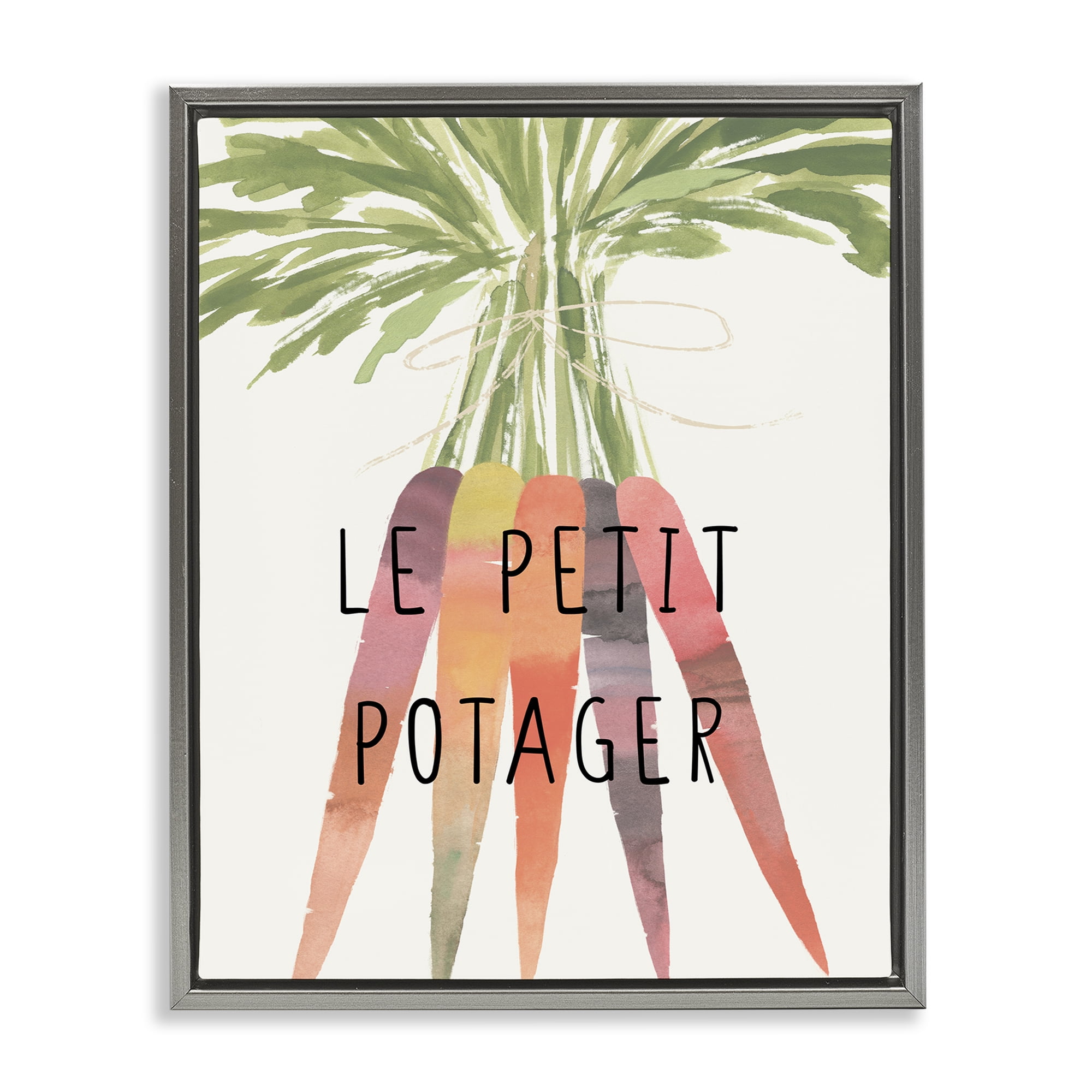 Stupell Industries Vegetable Garden Phrase Food & Beverage Painting Gray Floater Framed Canvas Art Print Wall Art, 17 x 21