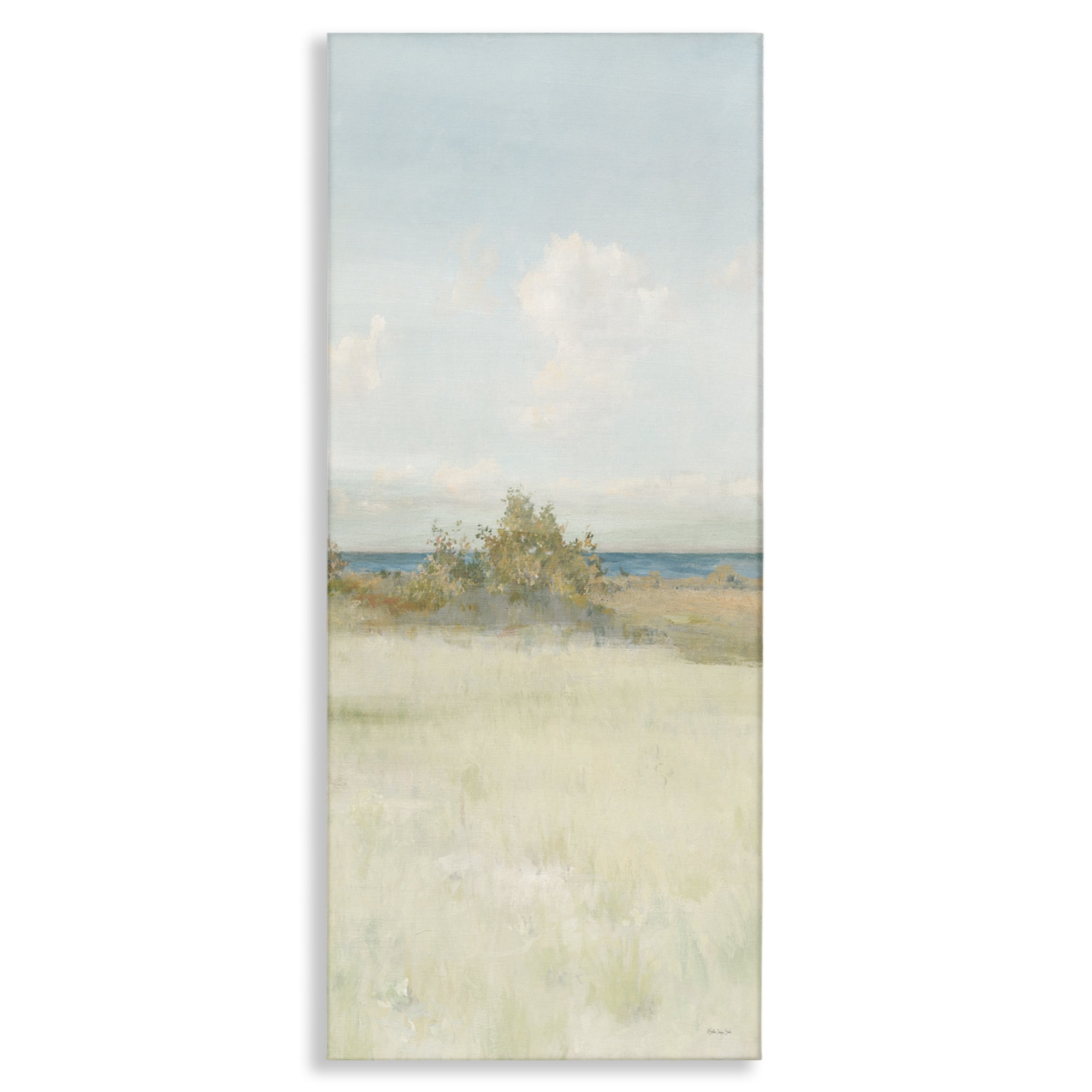 Stupell Industries Vegetation on Beach Landscape Painting Gallery Wrapped Canvas Art Print Wall Art, 10 x 24