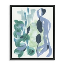 Stupell Industries Vegetative Paint Shapes Abstract Painting Black Floater Framed Canvas Art Print Wall Art, 17 x 21