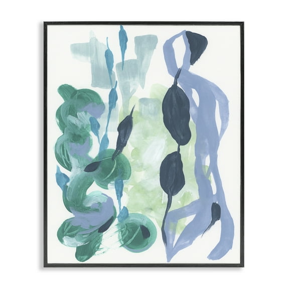 Stupell Industries Vegetative Paint Shapes Abstract Painting Black Framed Art Print Wall Art, 11 x 14