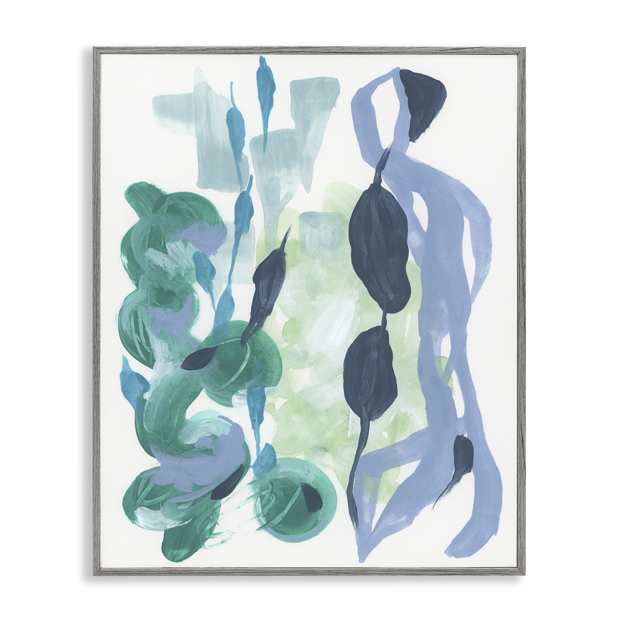 Stupell Industries Vegetative Paint Shapes Abstract Painting Gray Framed Art Print Wall Art, 24 x 30