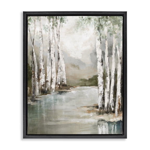 Stupell Industries Veil Of Silver Trunks Black Framed Floater Canvas Wall Art design by Luna Mavis, 21 x 17
