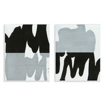 Stupell Industries Veiled Black and White Abstract Abstract Painting Unframed Art Print Wall Art, 11 x 14, Set of 2