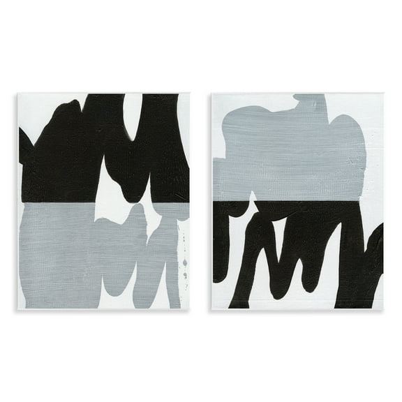 Stupell Industries Veiled Black and White Abstract Abstract Painting Unframed Art Print Wall Art, 11 x 14, Set of 2