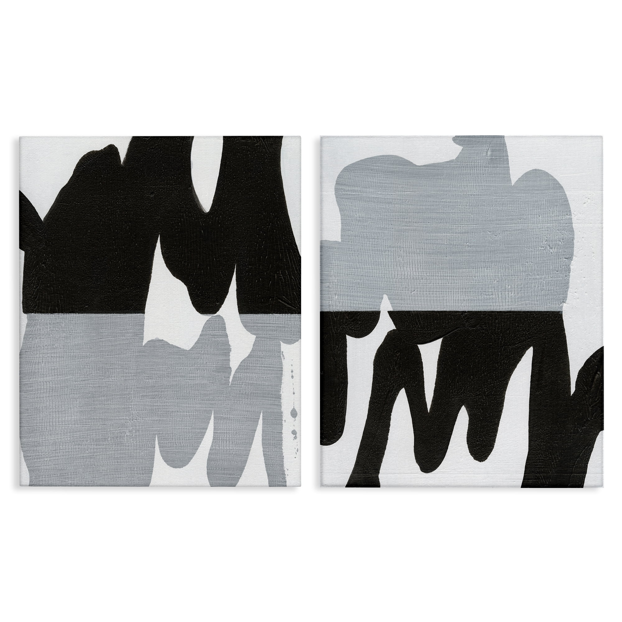 Stupell Industries Veiled Black and White Abstract Abstract Painting Wrapped Canvas Art Print Wall Art, 24 x 30, Set of 2