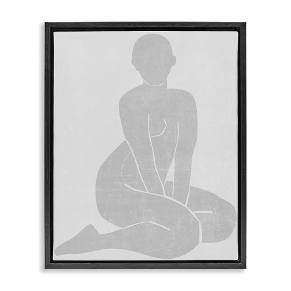 Stupell Industries Veiled Nude Contour Black Framed Floater Canvas Wall Art design by Melissa Wang, 31 x 25