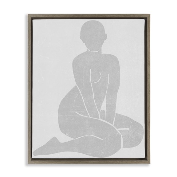 Stupell Industries Veiled Nude Contour Brown Framed Floater Canvas Wall Art design by Melissa Wang, 21 x 17
