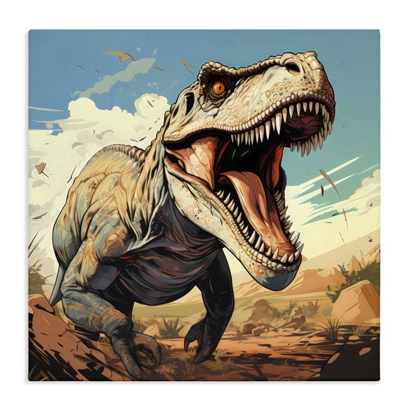 Stupell Industries Cottage Velociraptor Desert Sunset Canvas Art, 24 x 24, by Creative Studio