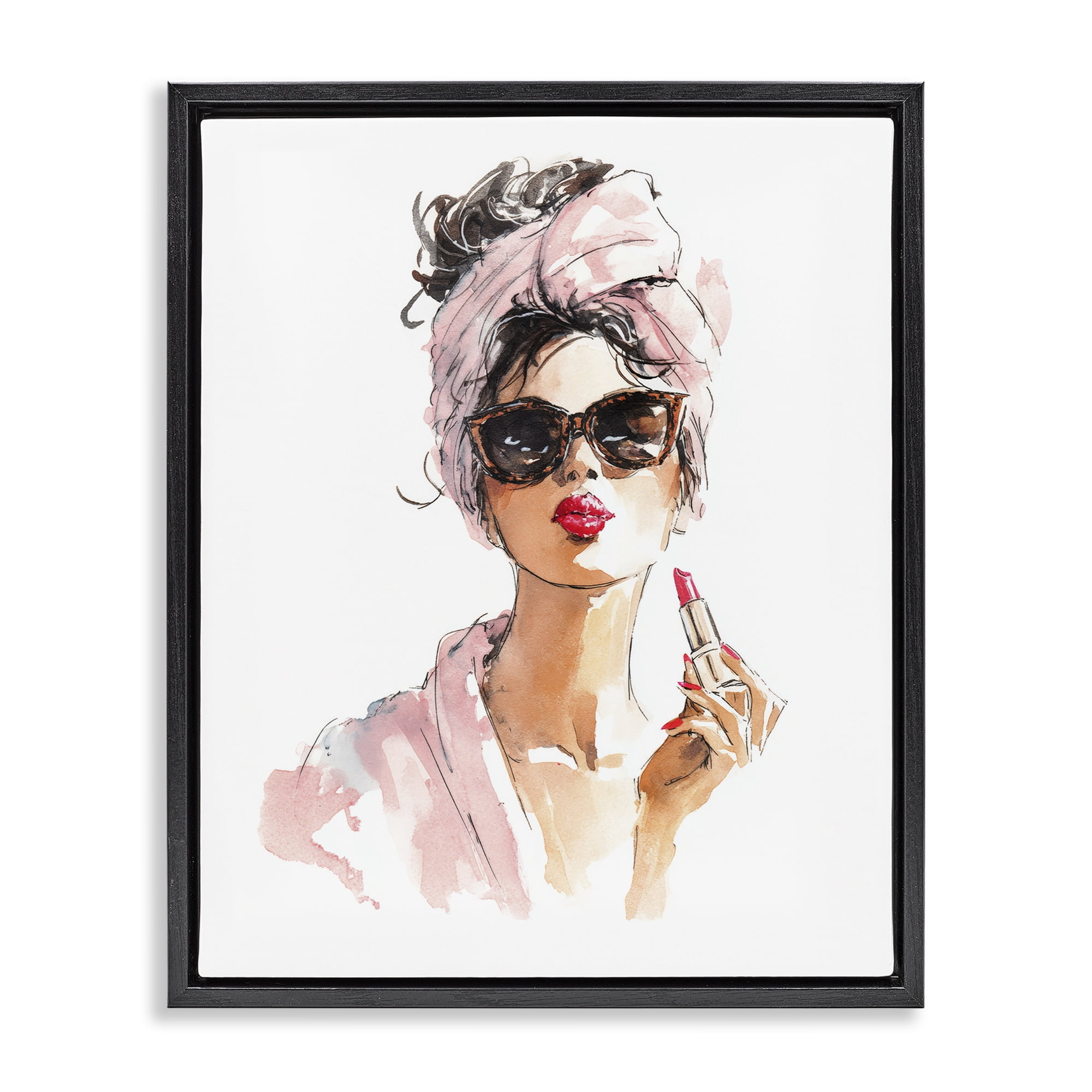 Stupell Industries Velour Secrets Lipstick Black Framed Floater Canvas Wall Art, design by Svetlana Aleynikova