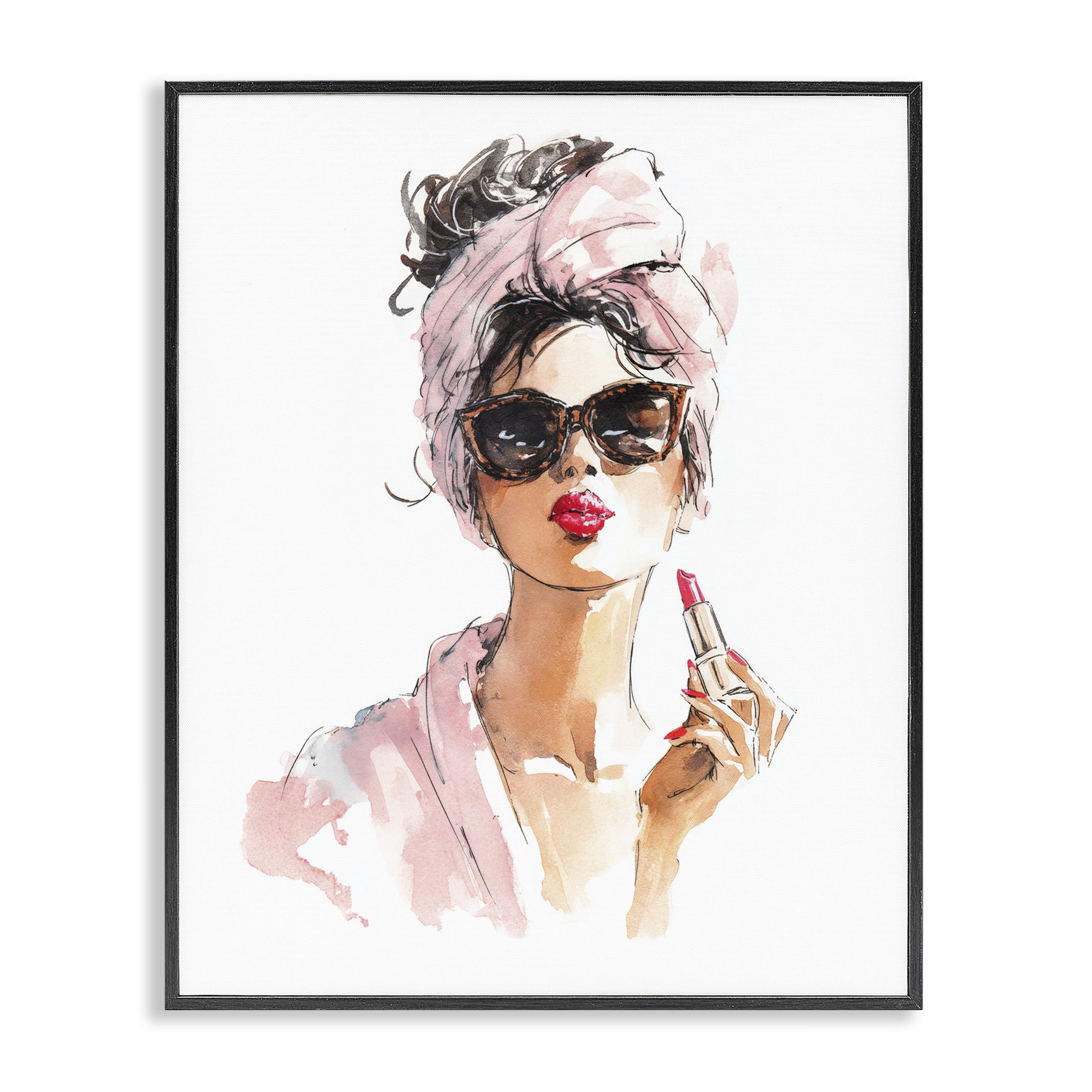 Stupell Industries Velour Secrets Lipstick Black Framed Giclee Art, design by Svetlana Aleynikova