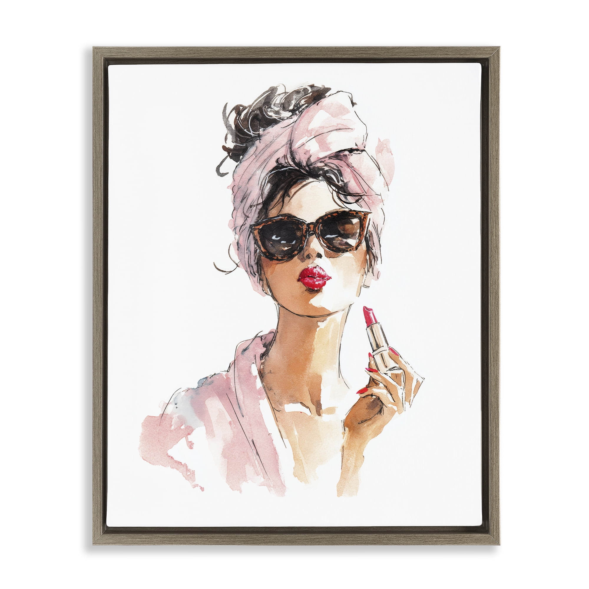 Stupell Industries Velour Secrets Lipstick Brown Framed Floater Canvas Wall Art, design by Svetlana Aleynikova