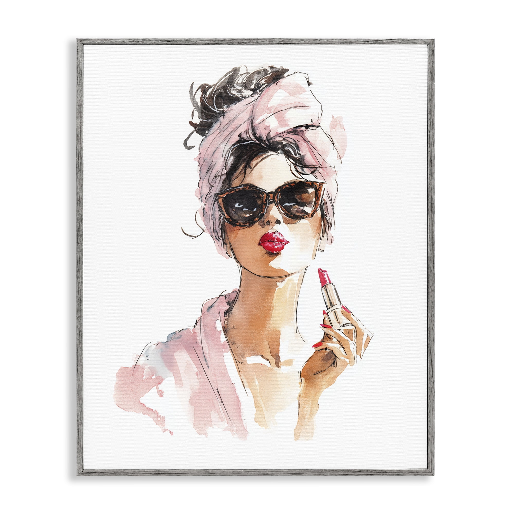 Stupell Industries Velour Secrets Lipstick Gray Framed Giclee Art, design by Svetlana Aleynikova