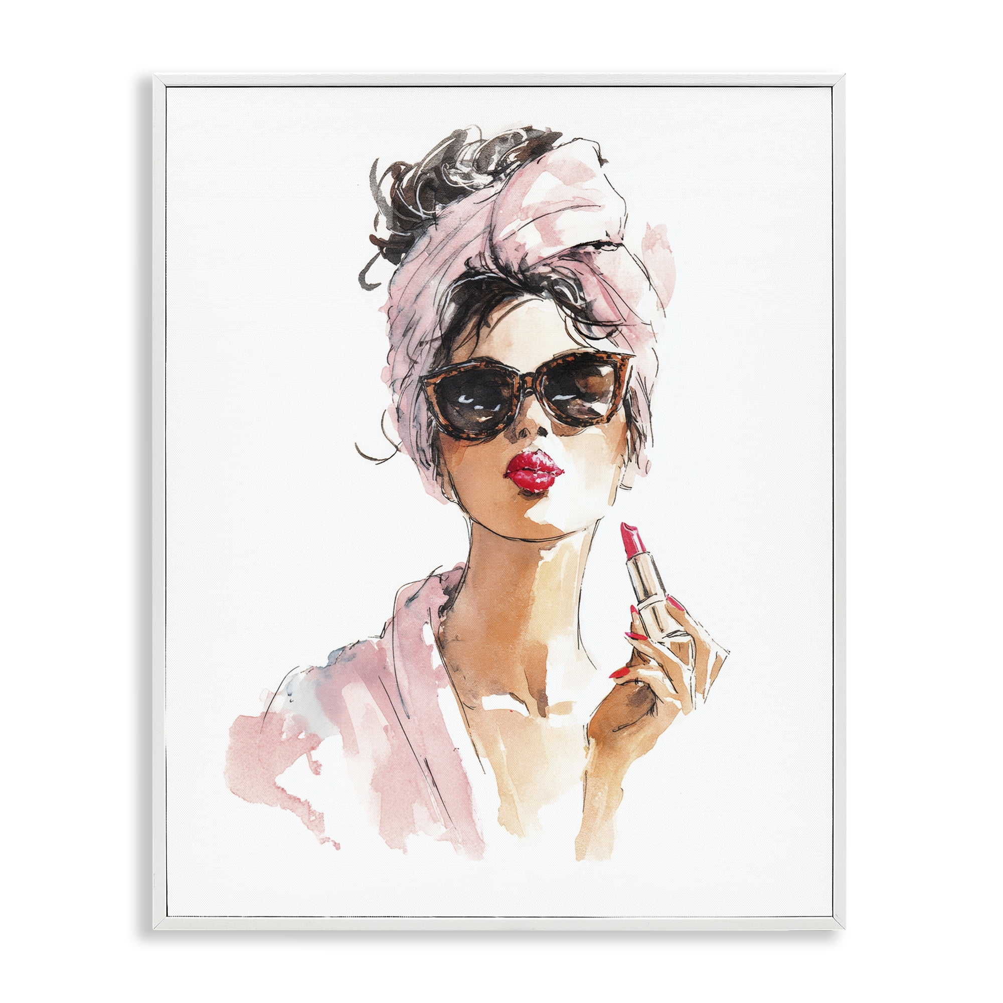 Stupell Industries Velour Secrets Lipstick White Framed Giclee Art, design by Svetlana Aleynikova