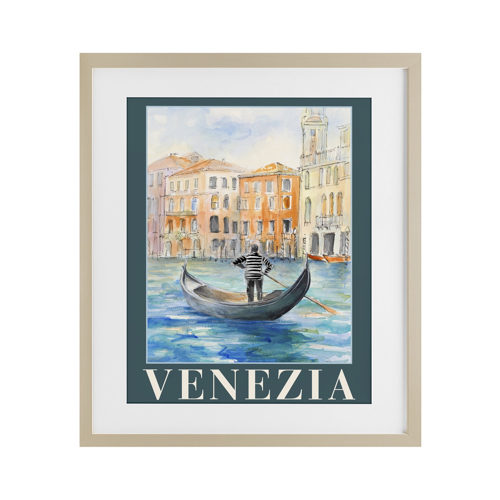 Stupell Industries Venezia Gondola View Birch Framed Print Under Glass, design by Lanie Loreth