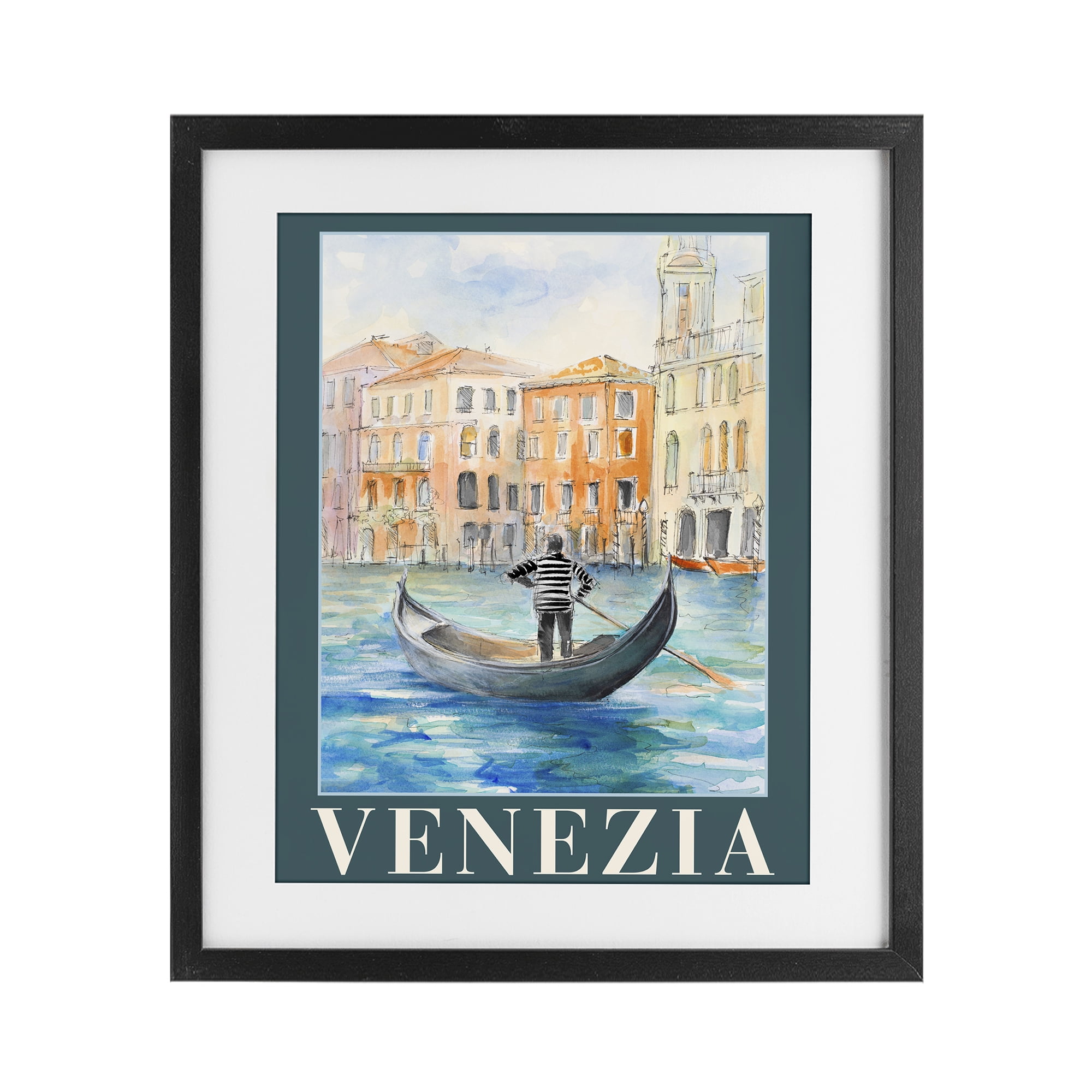 Stupell Industries Venezia Gondola View Black Framed Print Under Glass, design by Lanie Loreth