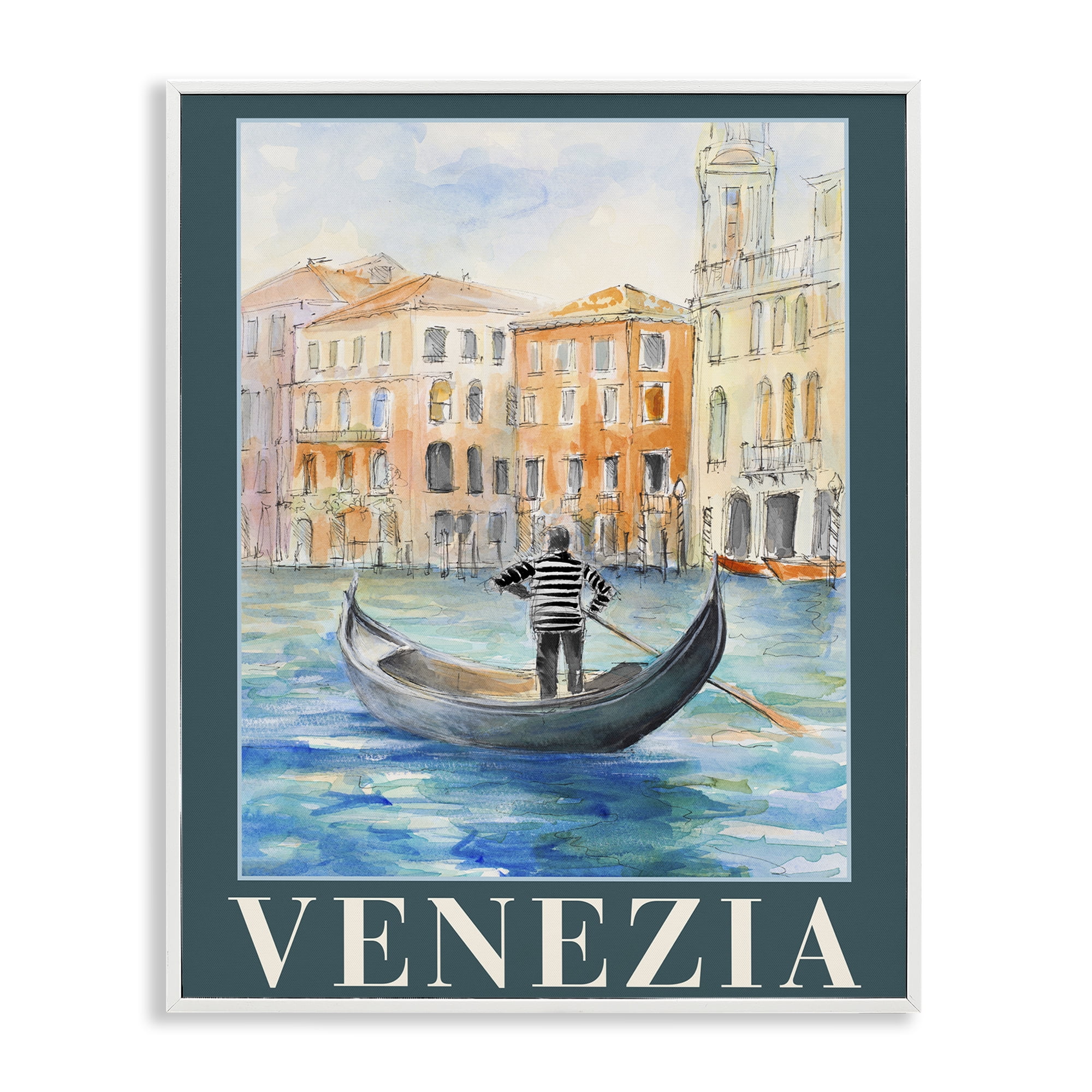 Stupell Industries Venezia Gondola View White Framed Giclee Art, design by Lanie Loreth