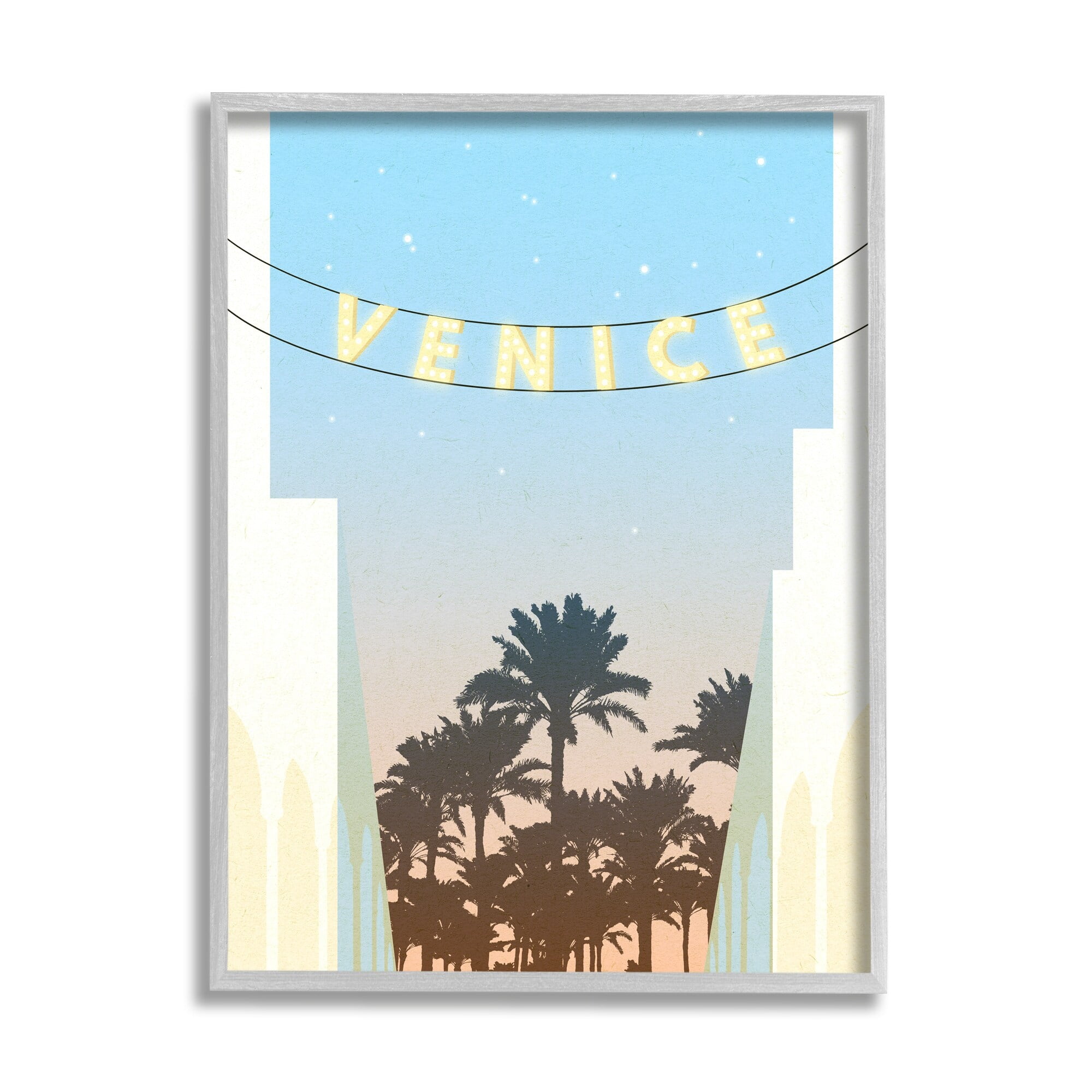 Stupell Industries Venice Beach Tropical Scene Starry Night Palm Trees, 11 x 14, Design by Daphne Polselli