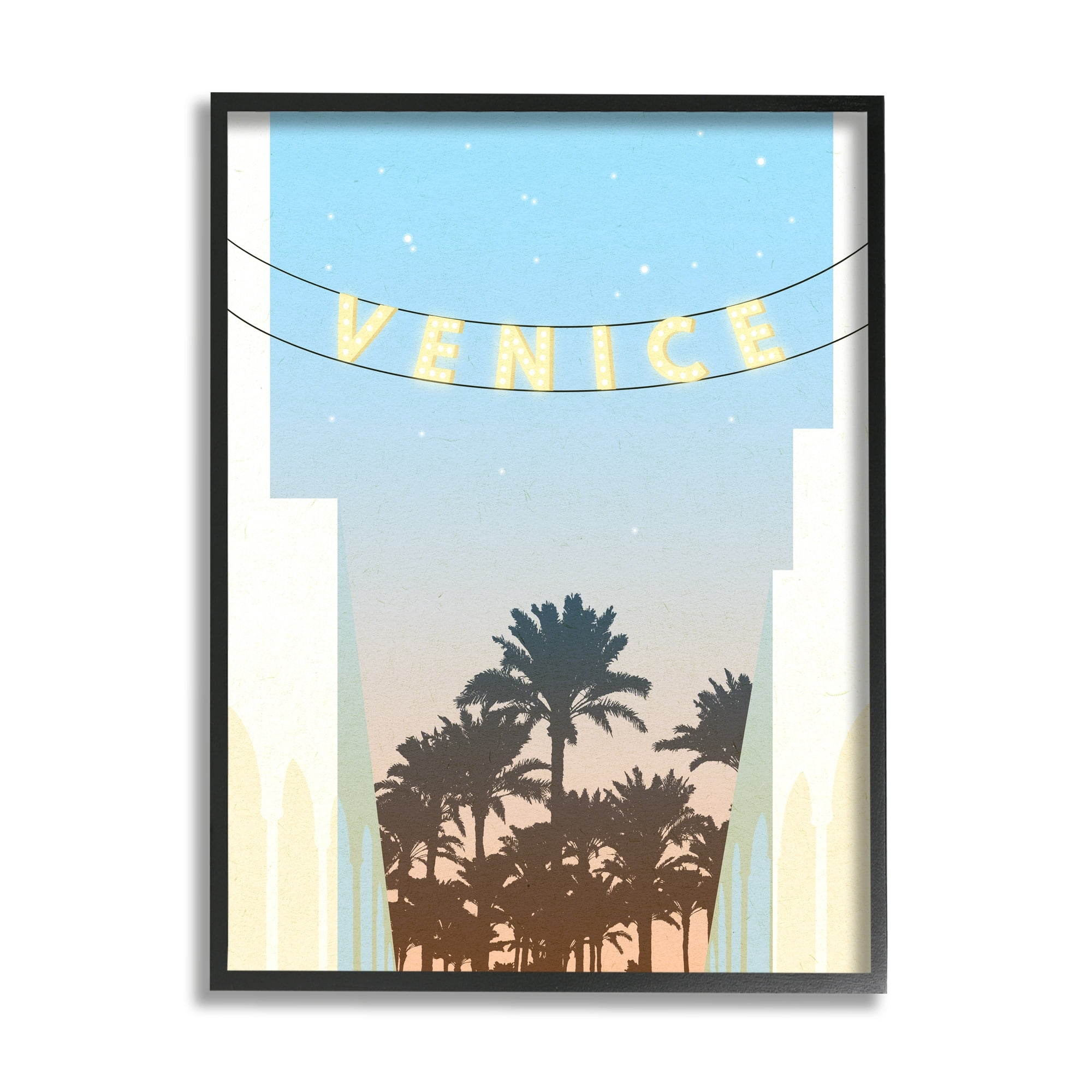 Stupell Industries Venice Beach Tropical Scene Starry Night Palm Trees, 16 x 20, Design by Daphne Polselli