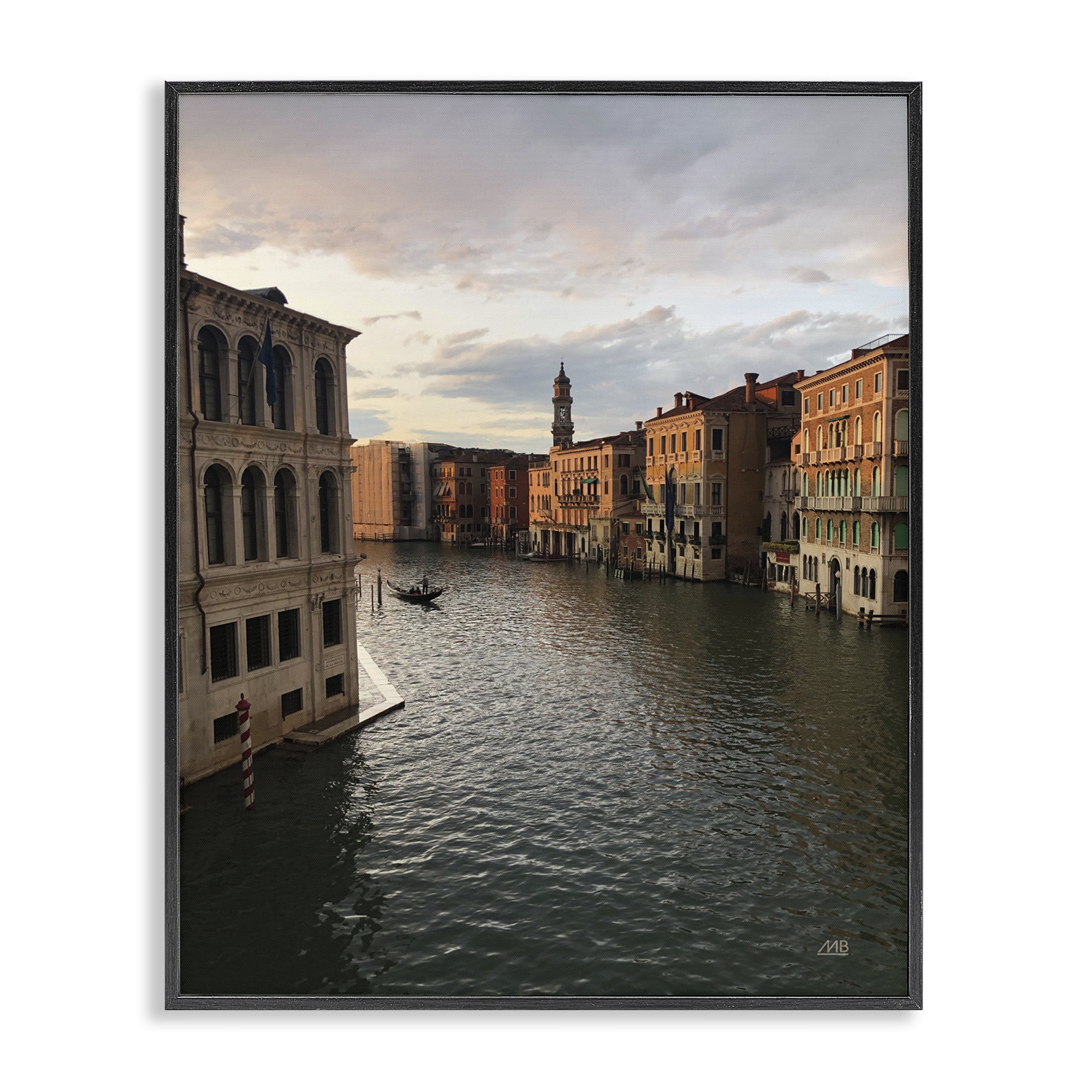 Stupell Industries Venice Canal Architecture Landscape & Nature Photography Black Framed Art Print Wall Art, 16 x 20