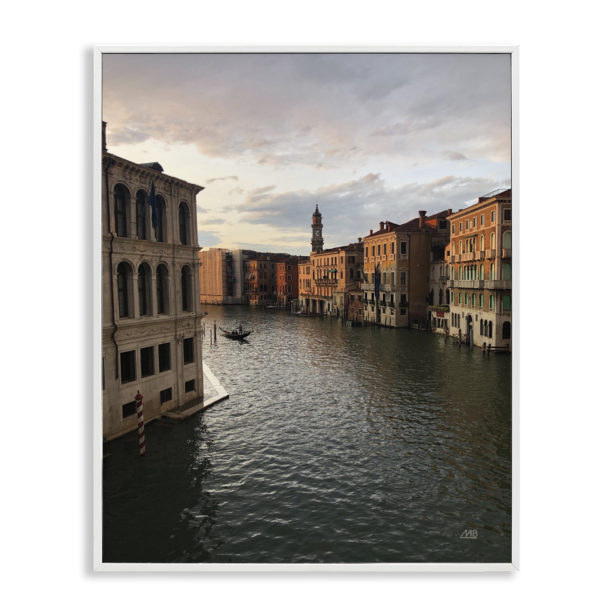 Stupell Industries Venice Canal Architecture Landscape & Nature Photography White Framed Art Print Wall Art, 16 x 20