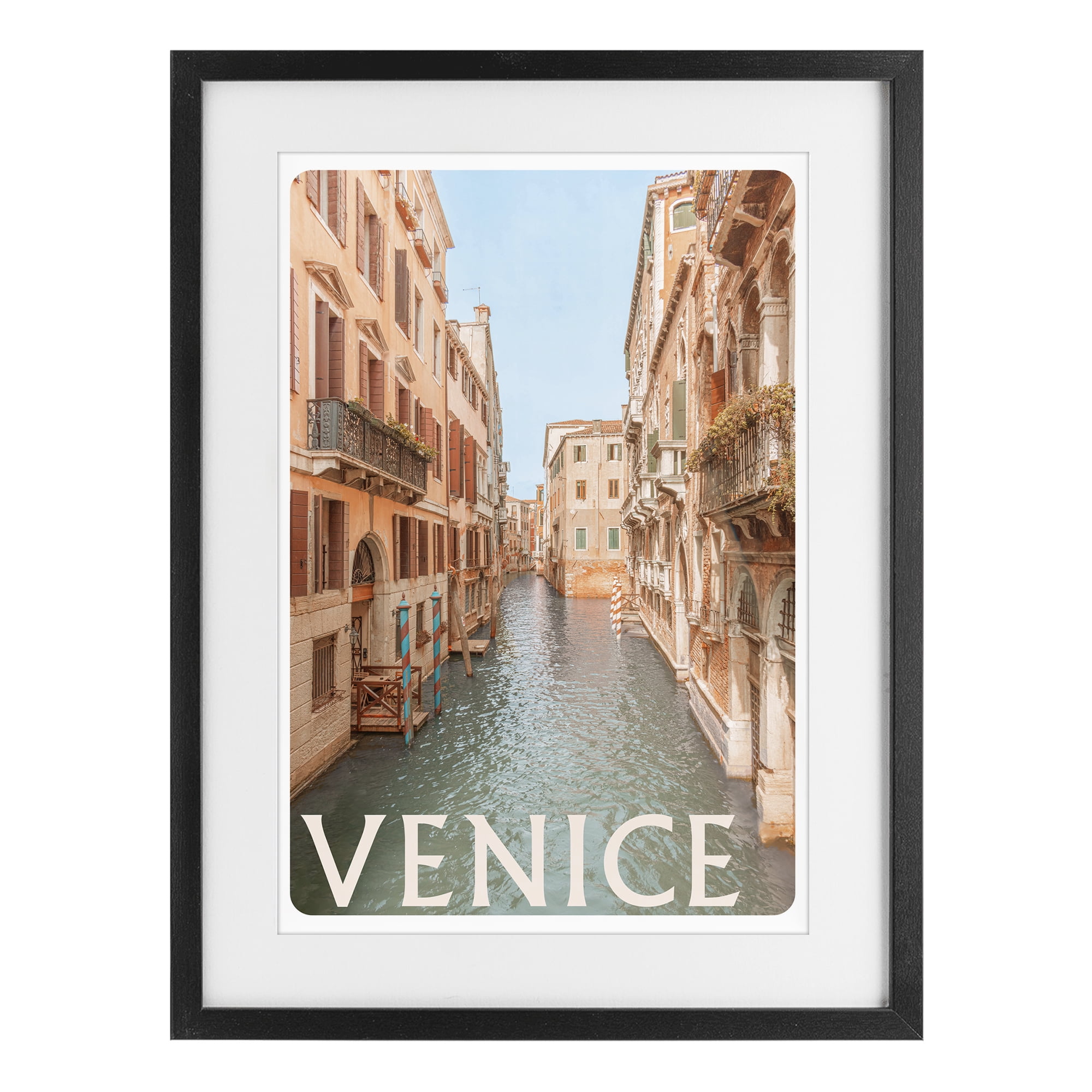 Stupell Industries Venice Canal Waterway Black Framed Print Under Glass, design by Erin Marie