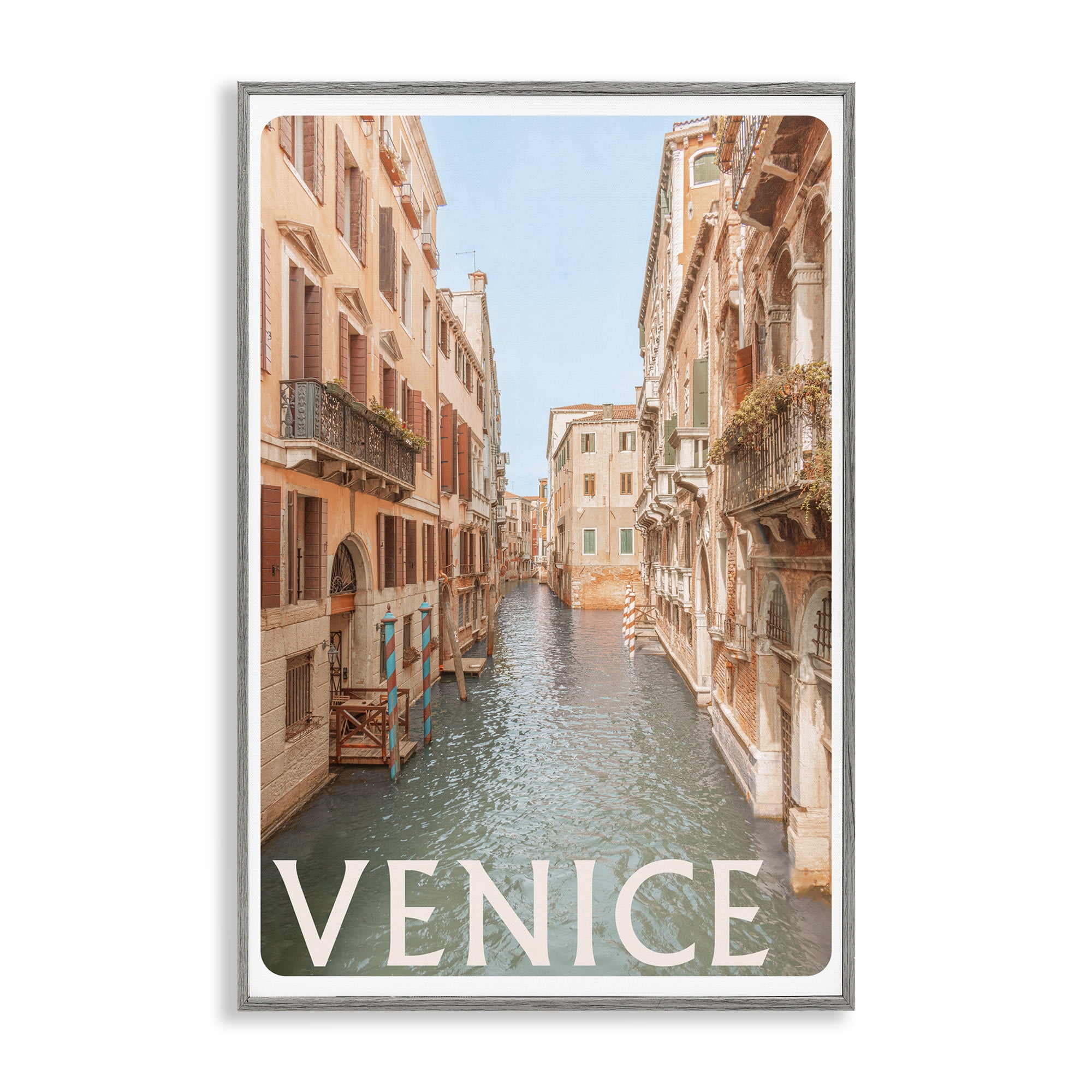 Stupell Industries Venice Canal Waterway Gray Framed Giclee Art, design by Erin Marie