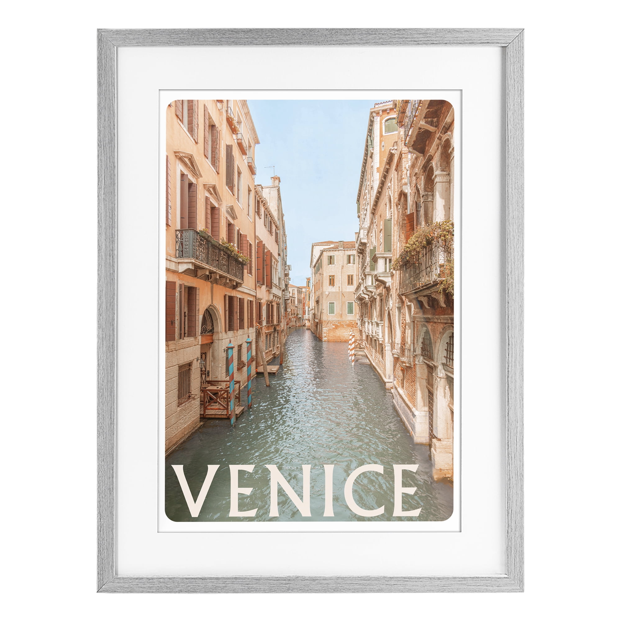 Stupell Industries Venice Canal Waterway Gray Framed Print Under Glass, design by Erin Marie