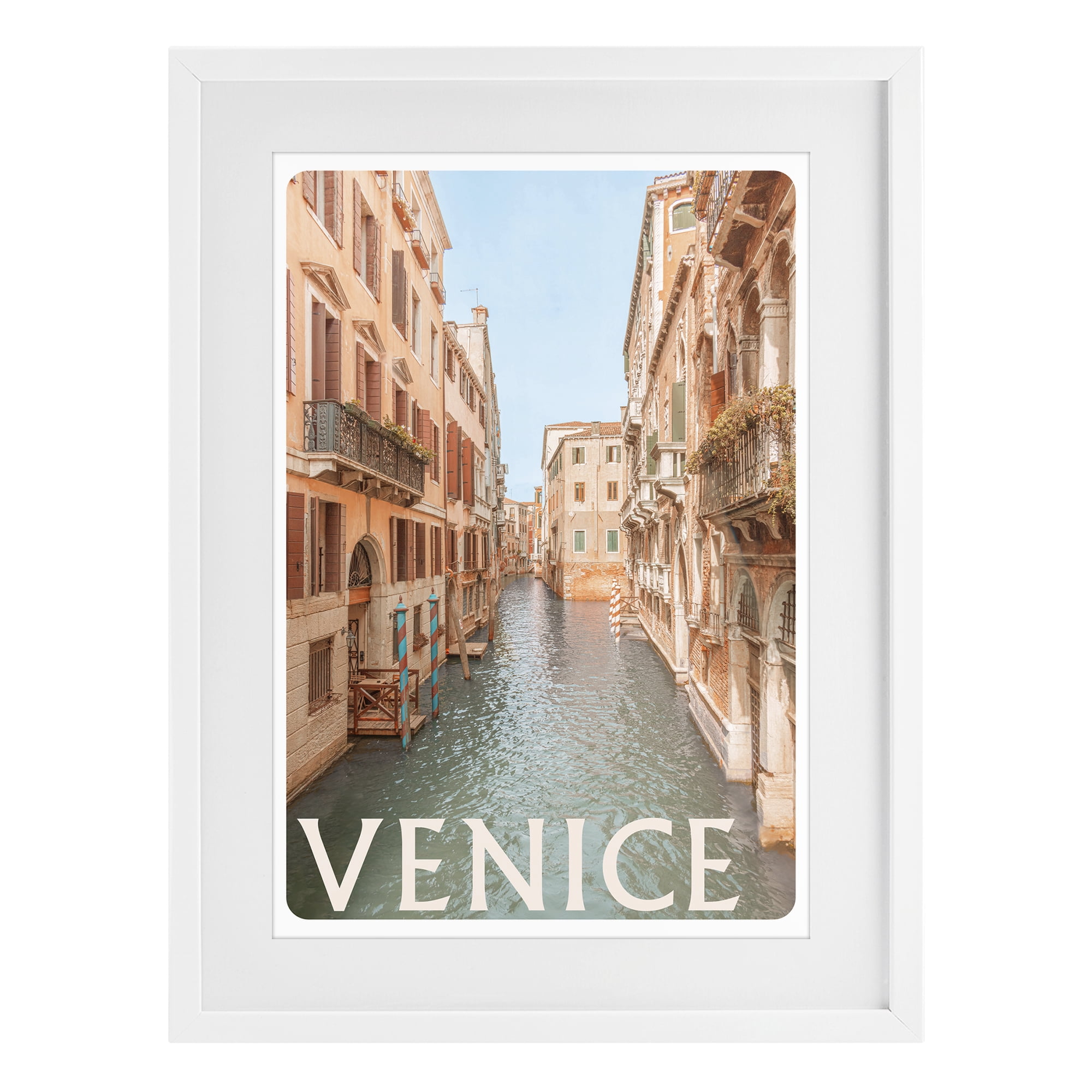 Stupell Industries Venice Canal Waterway White Framed Print Under Glass, design by Erin Marie