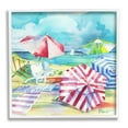thumbnail image 1 of Stupell Industries Ventura Beach Stripped Umbrellas Painting White Framed Art Print Wall Art, Design by Paul Brent, 1 of 7