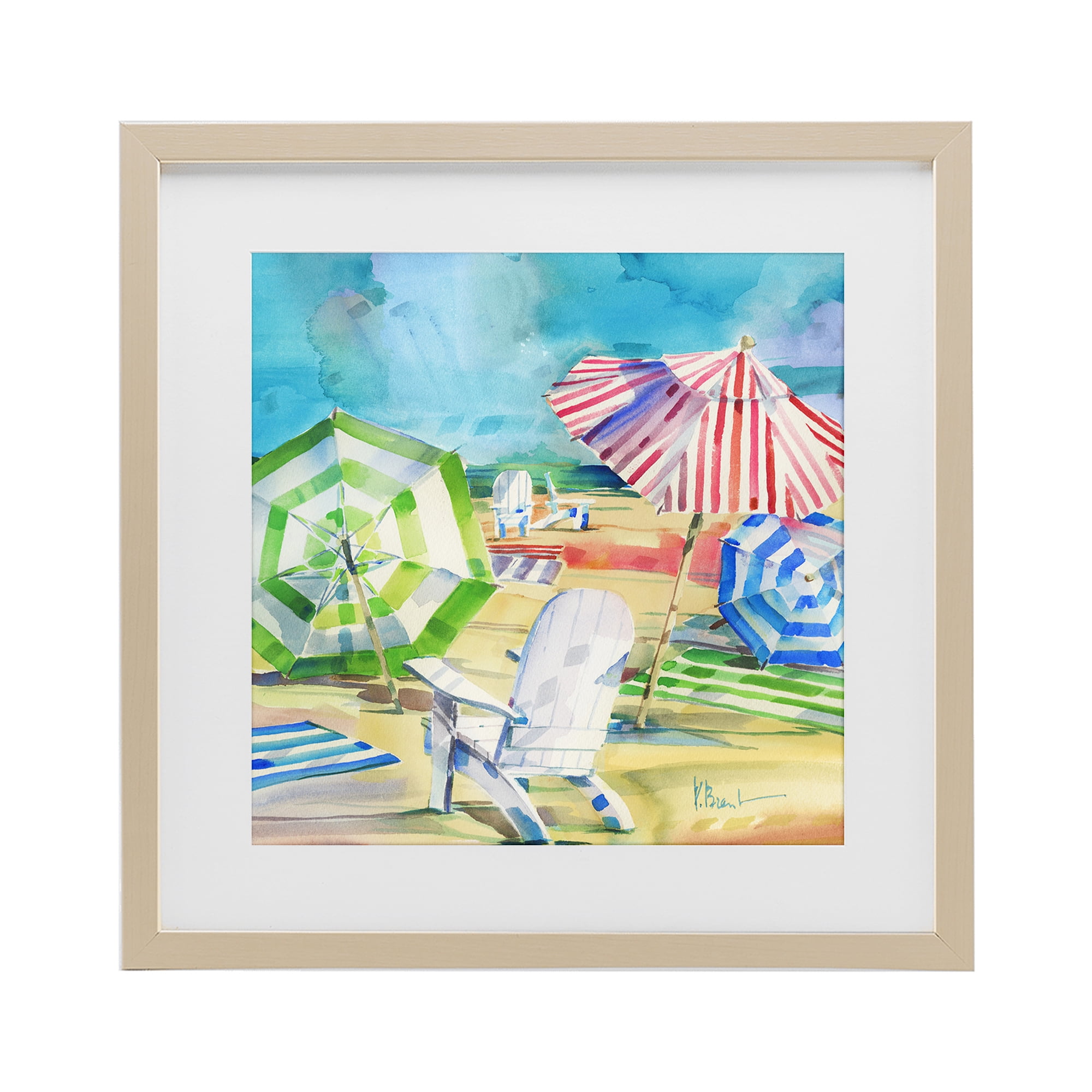 Stupell Industries Ventura Beach Umbrellas Birch Framed Print Under Glass, design by Paul Brent
