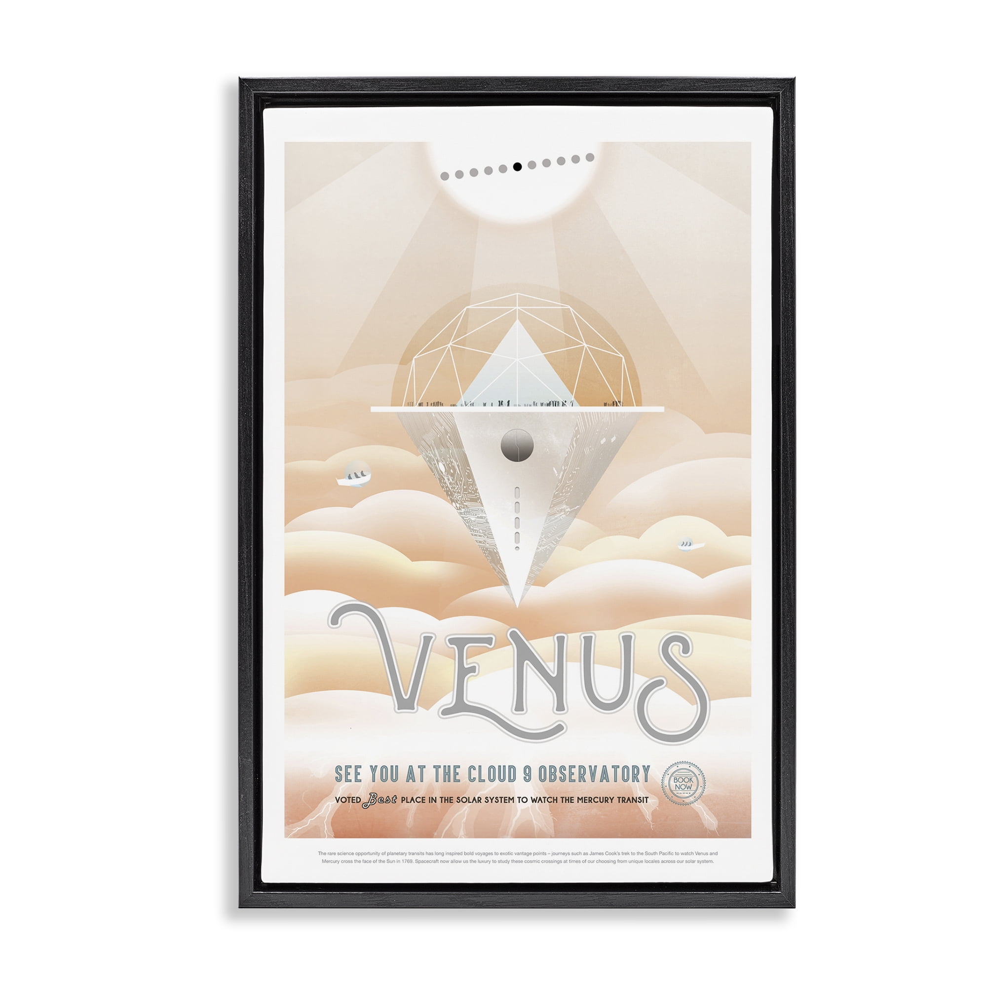 Stupell Industries Venus Space Exploration Typography Painting Black Floater Framed Art Print Wall Art, 17 x 25