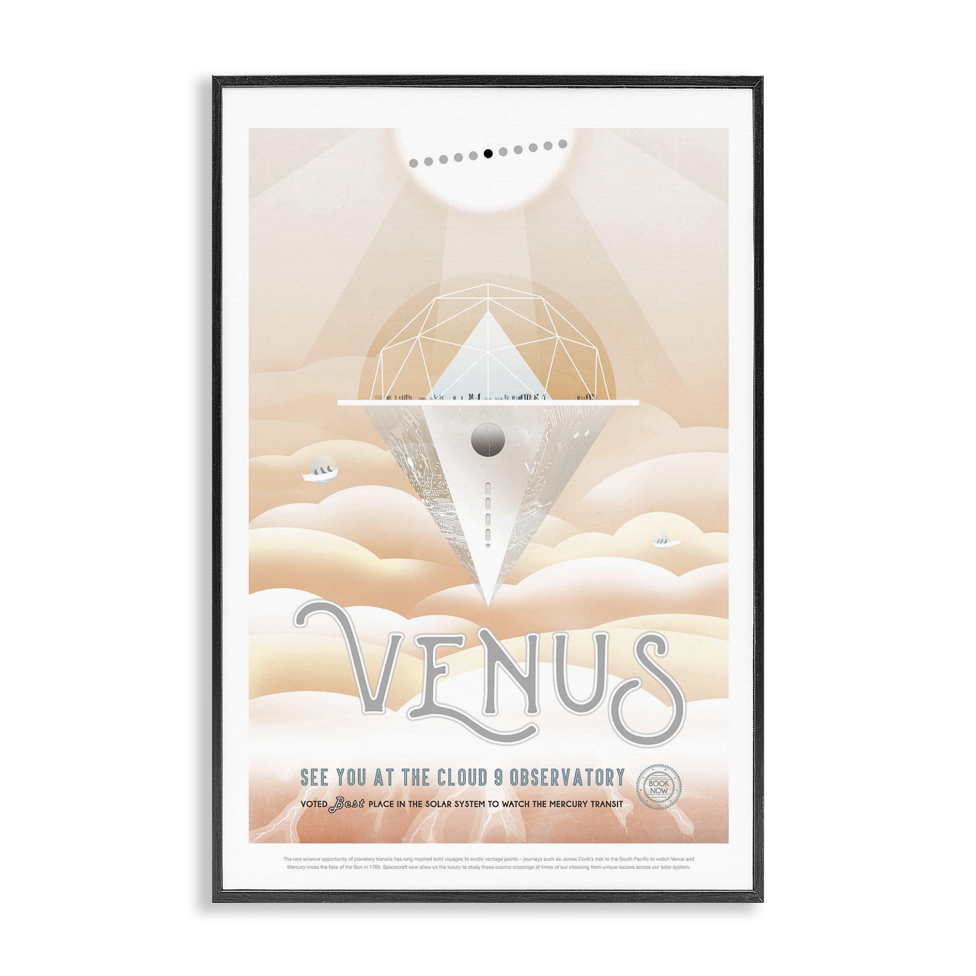 Stupell Industries Venus Space Exploration Typography Painting Black Framed Art Print Wall Art, 20 x 30