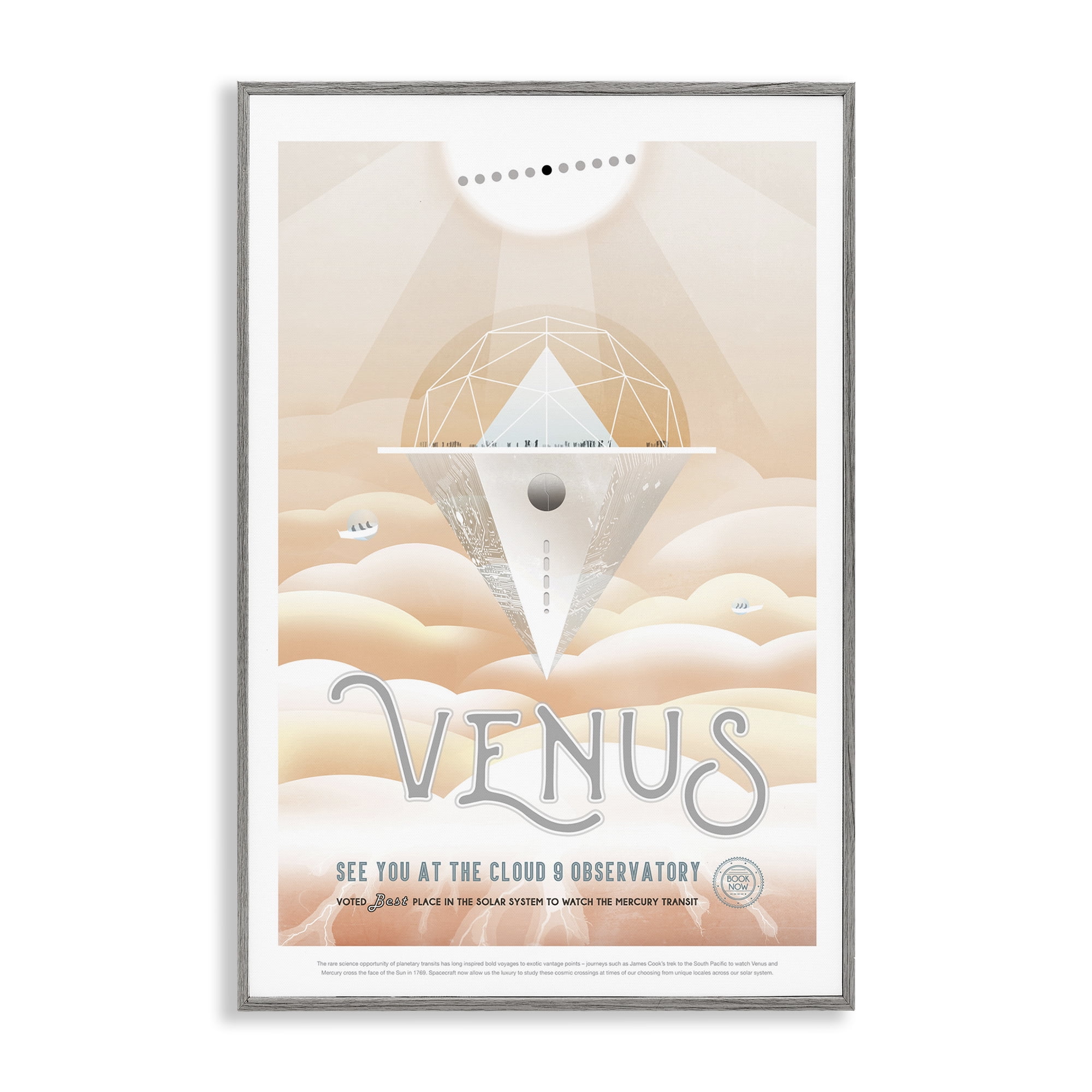 Stupell Industries Venus Space Exploration Typography Painting Gray Framed Art Print Wall Art, 20 x 30