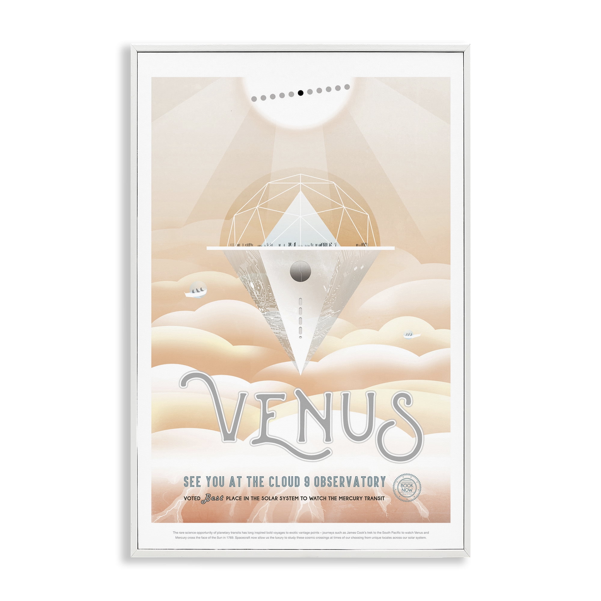 Stupell Industries Venus Space Exploration Typography Painting White Framed Art Print Wall Art, 12 x 18