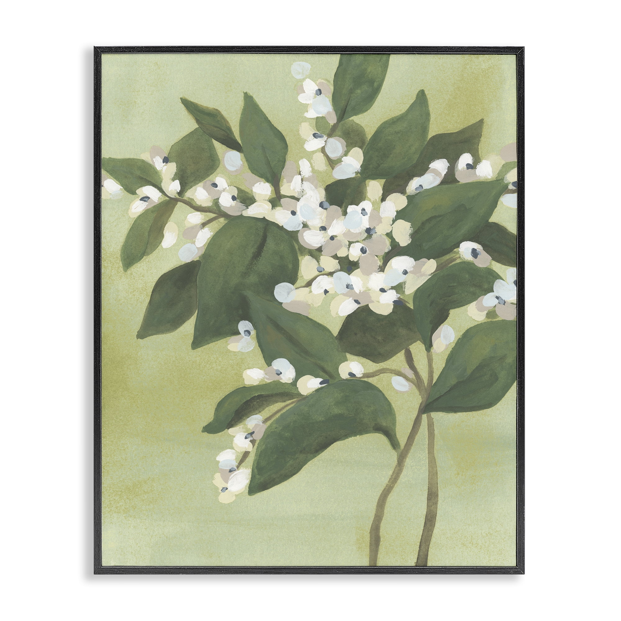 Stupell Industries Verdant Branch Bloom Black Framed Giclee Art, design by June Erica Vess
