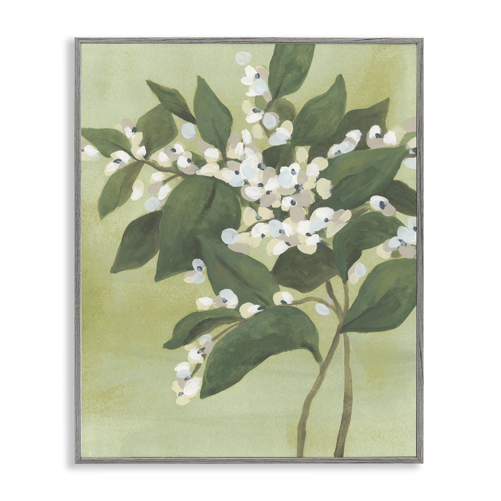 Stupell Industries Verdant Branch Bloom Gray Framed Giclee Art, design by June Erica Vess