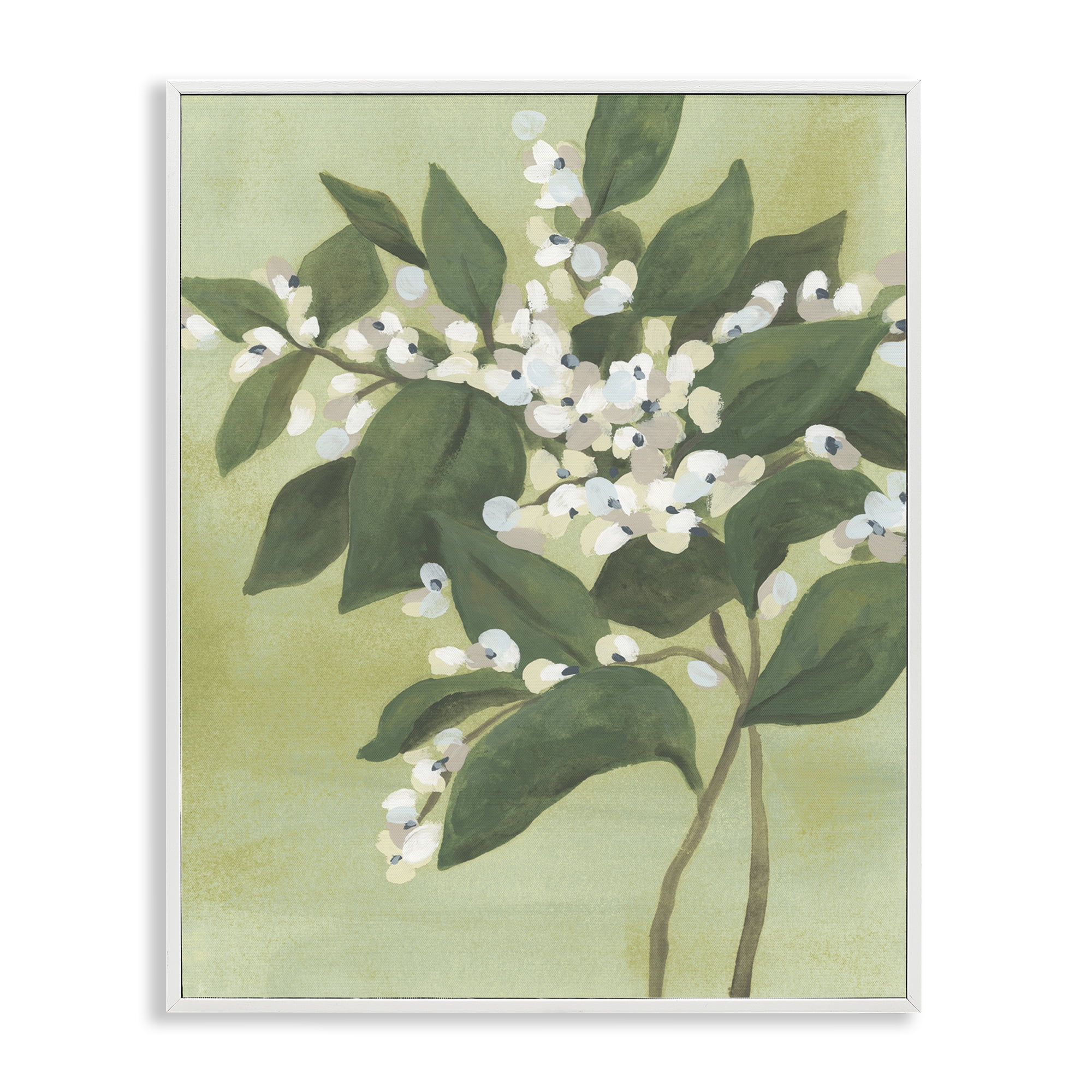 Stupell Industries Verdant Branch Bloom White Framed Giclee Art, design by June Erica Vess