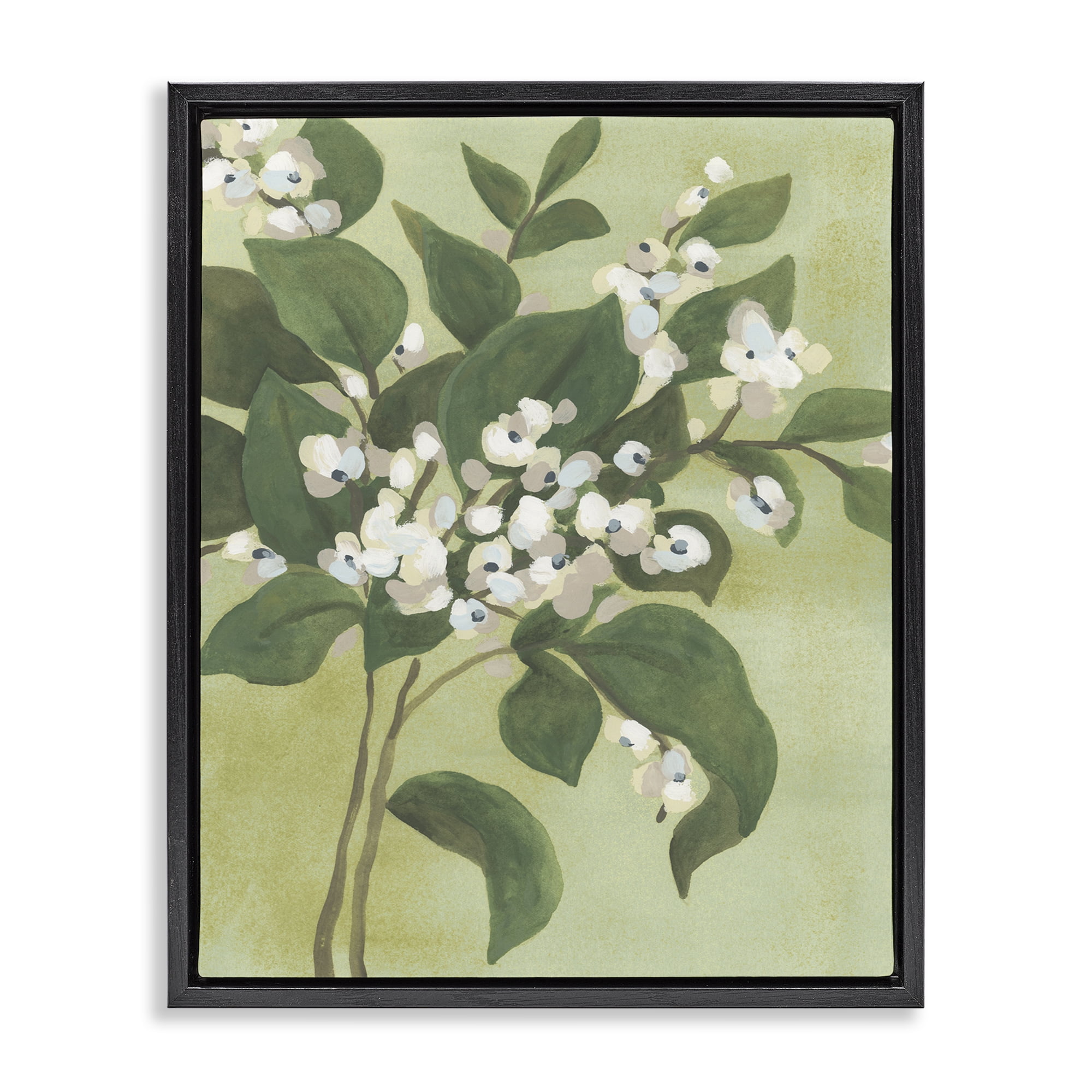 Stupell Industries Verdant Branch Blossoms Black Framed Floater Canvas Wall Art, design by June Erica Vess
